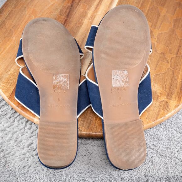 J.Crew Criss Cross Slide Sandals Women Size 9 Microsuede Antique Navy Blue - Picture 5 of 5